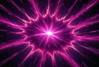The primary subject of the image is a bright pink light, which appears to be a neon light or a purple light source. The light is surrounded by a purple background, creating a visually striking scene. The visual style of the image is a combination of a photo and digital art, as it captures the vibrant colors and light effects. The colors and mood of the image are predominantly pink and purple, giving it a lively and energetic atmosphere.