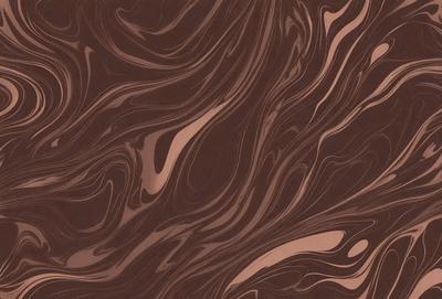 The primary subject of the image is a brown and white patterned wallpaper. The setting is a room with a brown and white patterned wallpaper. The visual style is a close-up of the wallpaper, showcasing its intricate design. The colors and mood of the image are warm and inviting, with the brown and white pattern creating a cozy atmosphere.