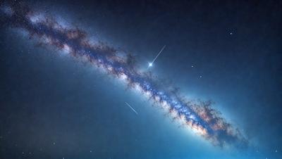 The primary subject of the image is a starry night sky with a few stars visible. The setting is a dark, star-filled sky, and the visual style is a photo. The colors and mood of the image are predominantly dark and serene, with the stars providing a sense of depth and beauty.