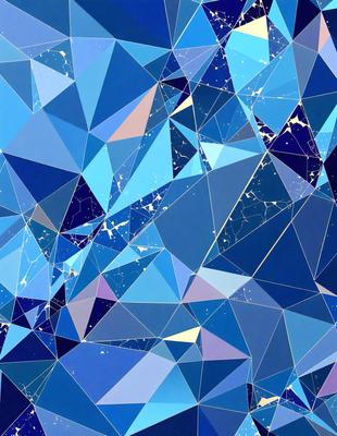 The primary subject of the image is a blue and purple geometric pattern. The setting is a blue background, and the visual style is a digital art or illustration. The dominant colors are blue and purple, creating a calm and soothing atmosphere.