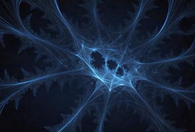 The primary subject of the image is a blue and white spiral pattern, which appears to be a digital art or illustration. The setting is a dark background, which contrasts with the bright blue and white colors of the spiral pattern. The visual style suggests that the image is a creative and artistic representation of the spiral pattern. The overall atmosphere of the image is one of intrigue and beauty, as the spiral pattern stands out against the dark background.