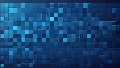 The primary subject of the image is a blue wall with a pattern of blue squares. The setting is a room with a blue background, and the visual style appears to be a digital art or illustration. The dominant colors and overall atmosphere are blue and calm.
