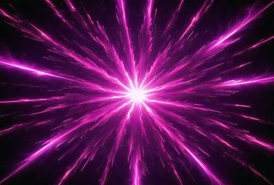The primary subject of the image is a bright pink light, which appears to be a purple explosion or a bright light source. The setting is a dark background, which contrasts with the bright pink light. The visual style of the image is a close-up of the pink light, showcasing its vibrant color and intensity. The colors and mood of the image are predominantly pink and energetic, creating a sense of excitement and dynamism.