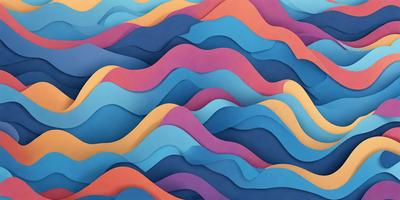 The primary subject of the image is a colorful, abstract design featuring a mix of blue, purple, orange, and pink colors. The setting is a wall, and the visual style appears to be a combination of digital art and illustration. The overall atmosphere is vibrant and lively, with the colors creating a sense of movement and energy.