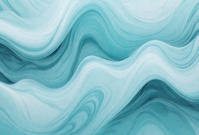 The primary subject of the image is a blue and white ocean wave. The setting is the ocean, with the wave being the main focus of the image. The visual style is a digital art or illustration, as the wave is depicted in a detailed and artistic manner. The dominant colors are blue and white, creating a serene and calming atmosphere.