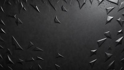 The primary subject of the image is a black leather surface with a pattern of metal spikes or nails. The setting is a dark room, and the visual style appears to be a close-up of the leather surface. The colors and mood of the image are predominantly dark, with the black leather and metal spikes creating a striking contrast against the dark background.