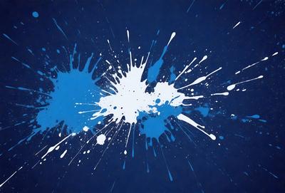 The primary subject of the image is a blue background with white and blue splashes of paint. The setting is a blue sky, and the visual style is a digital art or illustration. The dominant colors are blue and white, creating a calm and serene atmosphere.