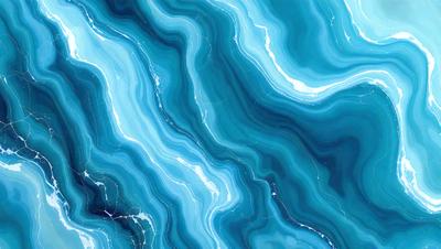 The primary subject of the image is a blue and white ocean wave. The setting is the ocean, with the wave being the main focus of the image. The visual style is a digital art or illustration, as the wave is depicted in a detailed and artistic manner. The dominant colors are blue and white, creating a serene and calming atmosphere.