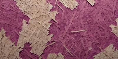 The primary subject of the image is a close-up of a pink surface with a pattern of purple and brown fibers. The setting appears to be a room with a pink carpet. The visual style is a close-up of the carpet, which gives a sense of texture and detail. The colors and mood of the image are predominantly pink and purple, creating a warm and inviting atmosphere.
