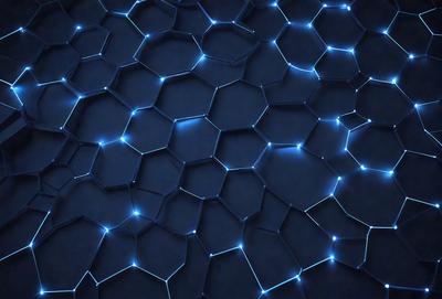 The primary subject of the image is a blue, glowing, and textured surface. The setting appears to be a dark room, and the visual style is a combination of a photo and digital art. The dominant colors are blue and black, creating a moody and atmospheric ambiance.
