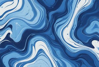 The primary subject of the image is a blue and white swirling pattern, which appears to be a digital art or illustration. The setting is a blue background, and the visual style is a combination of digital art and illustration. The dominant colors are blue and white, creating a calming and soothing atmosphere.