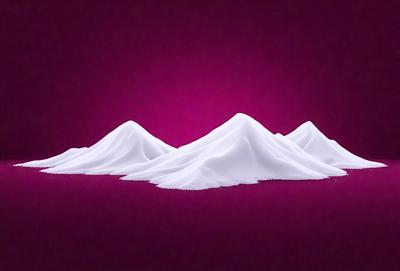 The primary subject of the image is a mountain range, which is depicted as a white, textured, and somewhat blurry mountain range. The setting is a purple background, which contrasts with the white mountain range. The visual style appears to be a combination of photo and digital art, creating a unique and artistic representation of the mountain range. The colors and mood of the image are predominantly purple and somewhat moody, with the white mountain range standing out against the purple background.