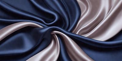 The primary subject of the image is a blue and silver fabric, which is the main object, scene, or focus of the image. The setting or background consists of a blue and silver fabric, which is the primary subject. The visual style of the image is a painting, as it is a painting of a blue and silver fabric. The colors and mood of the image are predominantly blue and silver, creating a calm and elegant atmosphere.