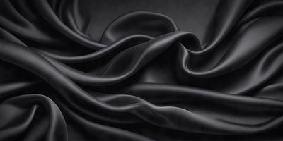 The primary subject of the image is a close-up of a black fabric, possibly a piece of clothing or a curtain. The setting is a dark background, which emphasizes the fabric's texture and pattern. The visual style is a black and white photo, giving the image a classic and timeless appearance. The colors and mood are predominantly dark, with the black fabric serving as the focal point of the image.