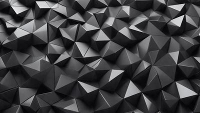 The primary subject of the image is a close-up of a black and white geometric pattern. The pattern is composed of various shapes, including triangles and squares, arranged in a visually appealing manner. The setting is a black background, which contrasts with the pattern and highlights its intricate details. The visual style of the image is a combination of digital art and illustration, creating a unique and captivating design. The dominant colors in the image are black and white, giving it a classic and timeless appearance.