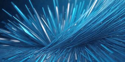 The primary subject of the image is a close-up of a blue, fuzzy, and textured object, which appears to be a piece of blue yarn or a blue-colored fiber. The setting is a dark background, which contrasts with the blue object. The visual style of the image is a close-up, focusing on the details of the blue object. The colors and mood of the image are predominantly blue, creating a calm and soothing atmosphere.