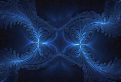 The primary subject of the image is a blue and white swirling pattern, which appears to be a digital art or illustration. The setting is a dark blue background, creating a contrasting and dramatic effect. The visual style is a combination of digital art and illustration, with the swirling pattern being the main focus. The colors and mood of the image are predominantly dark and moody, with the blue and white swirls creating a sense of depth and intrigue.