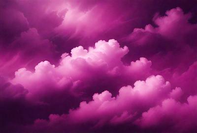 The primary subject of the image is a purple cloudy sky with pink clouds. The setting is a cloudy sky, and the visual style is a photo. The dominant colors are purple and pink, creating a calm and serene atmosphere.
