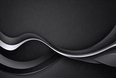 The primary subject of the image is a curved, wavy line that appears to be a design element or a pattern. The setting is a black background, which provides a stark contrast to the line. The visual style is a combination of digital art and illustration, as the line is smooth and well-defined. The colors and mood of the image are predominantly black and white, giving it a modern and minimalist appearance.