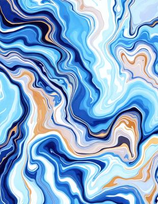The primary subject of the image is a blue and white swirling pattern, which appears to be a digital art or illustration. The setting is a blue and white background, creating a visually striking contrast. The visual style is a mix of digital art and illustration, with a focus on the swirling pattern. The colors and mood of the image are predominantly blue and white, giving it a calm and soothing atmosphere.
