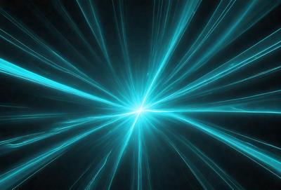 The primary subject of the image is a bright blue light, which appears to be a light source or a neon sign. The setting is a dark background, which contrasts with the bright blue light. The visual style of the image is digital art, as it is a computer-generated image. The dominant colors in the image are blue and black, creating a vibrant and energetic atmosphere.