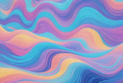 The primary subject of the image is a colorful, abstract painting featuring a mix of blue, pink, yellow, and orange hues. The painting is set against a backdrop of a blue ocean, creating a vibrant and lively atmosphere. The visual style of the painting is a combination of digital art and illustration, giving it a unique and artistic appearance. The colors and mood of the painting evoke a sense of energy and creativity, making it an eye-catching and inspiring piece of art.