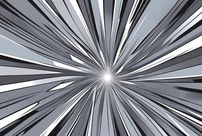 The primary subject of the image is a bright light source, possibly a sun or a light bulb, located in the center of the frame. The light source is surrounded by a pattern of lines, which create a visually striking and dynamic scene. The setting appears to be a black and white photograph, giving the image a classic and timeless feel. The visual style is a combination of artistic elements and photographic techniques, resulting in a unique and captivating image.