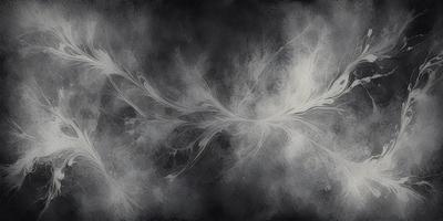 The primary subject of the image is a white bird wing, which is the main focus of the scene. The setting is a dark, cloudy sky, creating a moody atmosphere. The visual style is a combination of a photo and digital art, as the bird wing appears to be a blend of the two. The dominant colors are white and gray, with the white bird wing standing out against the dark background.