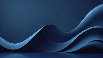 The primary subject of the image is a blue wave-like structure, which appears to be a sculpture or a piece of art. The setting is a dark blue background, which contrasts with the blue wave. The visual style of the image is a combination of digital art and illustration, creating a unique and eye-catching design. The colors and mood of the image are predominantly blue, giving it a calm and serene atmosphere.
