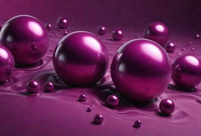 The primary subject of the image is a group of three purple balls floating on a purple surface. The setting appears to be a dark, purple background, which adds to the overall mood of the scene. The visual style of the image is a close-up of the purple balls, emphasizing their vibrant color and unique appearance. The colors and mood of the image are predominantly purple, creating a sense of depth and intrigue.