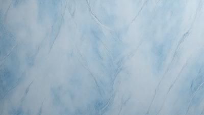 The primary subject of the image is a blue and white painting of a mountain. The setting is a white background, and the visual style appears to be a digital art or illustration. The dominant colors are blue and white, creating a serene and calming atmosphere.