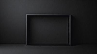 The primary subject of the image is a black frame, which is the main object, scene, or focus of the image. The setting/background is a black background, which creates a dramatic and moody atmosphere. The visual style is a photo, as it captures the black frame in its natural environment. The colors and mood are predominantly black, which adds to the dramatic and intense feel of the image.