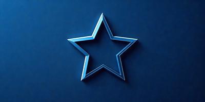 The primary subject of the image is a blue star. The setting is a blue wall, and the visual style appears to be a digital art or illustration. The dominant colors are blue and silver, creating a calm and serene atmosphere.