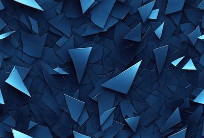 The primary subject of the image is a blue background with a pattern of triangular shapes. The setting is a blue wall, and the visual style is a digital art or illustration. The dominant colors are blue and white, creating a calm and soothing atmosphere.