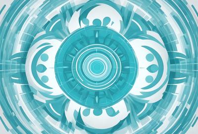 The primary subject of the image is a blue and white circular object, which appears to be a futuristic or abstract design. The setting is a blue and white background, which complements the circular object. The visual style of the image is digital art, as it is a computer-generated design. The dominant colors in the image are blue and white, creating a calm and futuristic atmosphere.