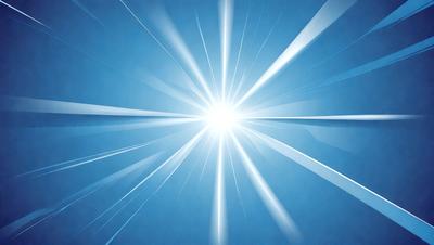 The primary subject of the image is a bright, white light source, which appears to be a sun or a light bulb. The light source is surrounded by a blue sky, creating a vibrant and lively atmosphere. The visual style of the image is a combination of photo and digital art, as it captures the light source in a visually appealing manner. The colors and mood of the image are predominantly blue and bright, with the white light source adding a sense of warmth and energy to the scene.