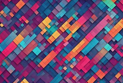 The primary subject of the image is a colorful, abstract pattern made up of various shapes and colors. The setting is a colorful background, which adds to the vibrant atmosphere of the scene. The visual style of the image is a combination of digital art and illustration, creating a unique and eye-catching design. The dominant colors in the image are a mix of purple, blue, and orange, which contribute to the overall mood of the artwork.
