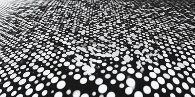 The primary subject of the image is a pattern of white dots on a black background. The setting appears to be a black and white photograph, creating a visually striking contrast between the dots and the background. The visual style is reminiscent of a digital art or illustration, with the dots forming a cohesive design. The colors and mood of the image are predominantly black and white, giving it a classic and timeless feel.