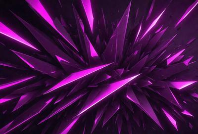 The primary subject of the image is a purple, pink, and black geometric pattern. The setting is a dark background, which contrasts with the vibrant colors of the pattern. The visual style is a combination of digital art and illustration, creating a unique and eye-catching design. The dominant colors in the image are purple, pink, and black, giving the pattern a bold and striking appearance.