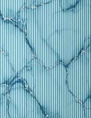 The primary subject of the image is a blue and white marble wall with a patterned design. The setting is a room with a blue and white marble wall as the main focus. The visual style is a photo of the marble wall, showcasing its unique pattern and texture. The colors and mood of the image are predominantly blue and white, creating a calm and elegant atmosphere.