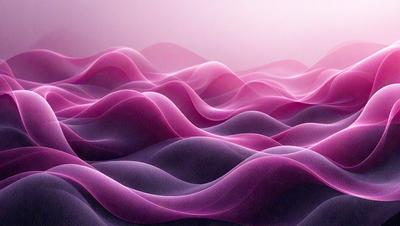 The primary subject of the image is a large, pink, and purple wave. The wave is the main focus of the image, and it is set against a purple background. The visual style of the image is a digital art or illustration, with the wave being depicted in a detailed and artistic manner. The dominant colors of the image are pink and purple, creating a vibrant and lively atmosphere.