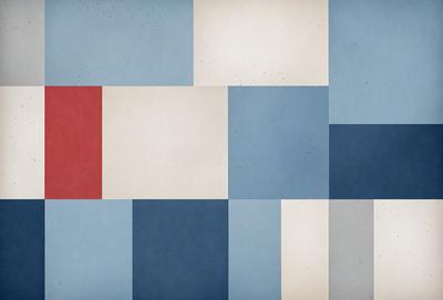 The primary subject of the image is a blue and white checkered pattern. The setting is a blue and white checkered wall, which serves as the background. The visual style is a combination of digital art and illustration, creating a unique and eye-catching design. The dominant colors are blue and white, giving the image a clean and modern appearance.