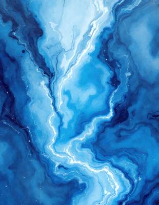 The primary subject of the image is a blue and white swirl pattern, which appears to be a digital art or illustration. The setting is a blue background, and the visual style is a combination of digital art and illustration. The dominant colors are blue and white, creating a calming and soothing atmosphere.