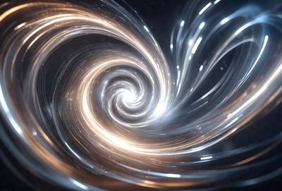 The primary subject of the image is a spiral-shaped pattern, which appears to be a swirling, twisting design. The setting is a dark background, which contrasts with the spiral pattern, making it stand out. The visual style of the image is a combination of photo and digital art, as it captures the spiral pattern in a detailed and intricate manner. The colors and mood of the image are predominantly dark, with the spiral pattern being the main focus and source of visual interest.
