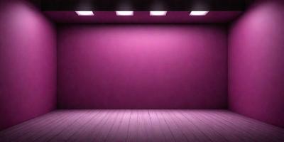 The primary subject of the image is a purple wall with a pink background. The setting is a room with a wooden floor. The visual style is a digital art, and the dominant colors are purple and pink, creating a warm and inviting atmosphere.