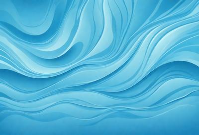 The primary subject of the image is a blue ocean wave. The setting is a blue ocean, and the visual style is a digital art or illustration. The dominant colors are blue and white, creating a calm and serene atmosphere.