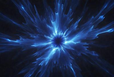 The primary subject of the image is a blue, swirling, and somewhat abstract pattern. The setting is a dark background, which contrasts with the vibrant blue color of the pattern. The visual style appears to be a combination of digital art and illustration, creating a unique and captivating image. The dominant colors are blue and black, giving the image a sense of depth and intrigue.