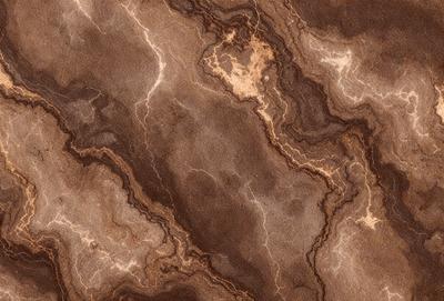 The image features a brown marble-like surface with a pattern of light and dark streaks. The primary subject is the marble, which is the main object, scene, or focus of the image. The setting is a natural environment, with the marble surface being the backdrop. The visual style is a close-up of the marble, showcasing its unique pattern. The colors and mood of the image are predominantly brown, with the light and dark streaks adding depth and interest to the surface.