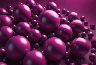 The primary subject of the image is a group of purple balls, which are the main objects in the scene. The setting is a purple background, which creates a visually striking contrast with the balls. The visual style of the image is a digital art or illustration, as the balls are depicted in a detailed and realistic manner. The dominant colors in the image are purple, which creates a calm and soothing atmosphere.
