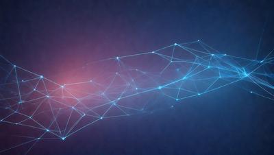 The primary subject of the image is a blue background with a network of lines or connections. The setting appears to be a dark, empty space, with no other objects or elements visible. The visual style of the image is digital art, as it features a complex and intricate pattern of lines. The colors and mood of the image are predominantly blue, creating a calm and serene atmosphere.